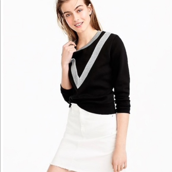 J. Crew Tops - J. Crew Varsity Color Block Sweatshirt Black Grey
